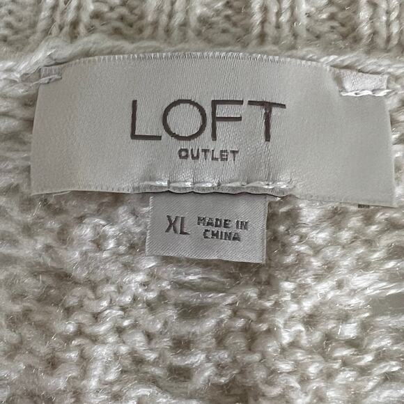 Loft Outlet Womens Open Cable Knit Button Front Cardigan Sweater XL Ivory - Picture 5 of 6